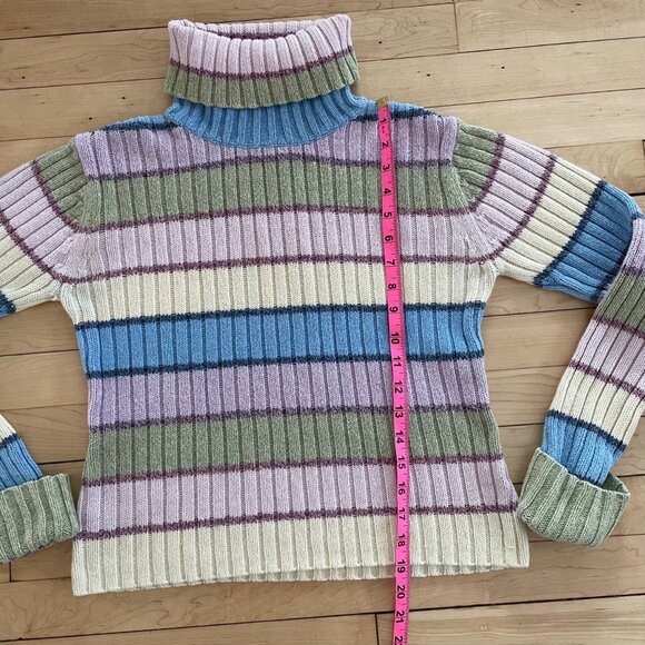 Y2K Vanity Pastel Ribbed Turtleneck Sweater Fairycore Coquette Fitted M Grunge - Picture 7 of 8